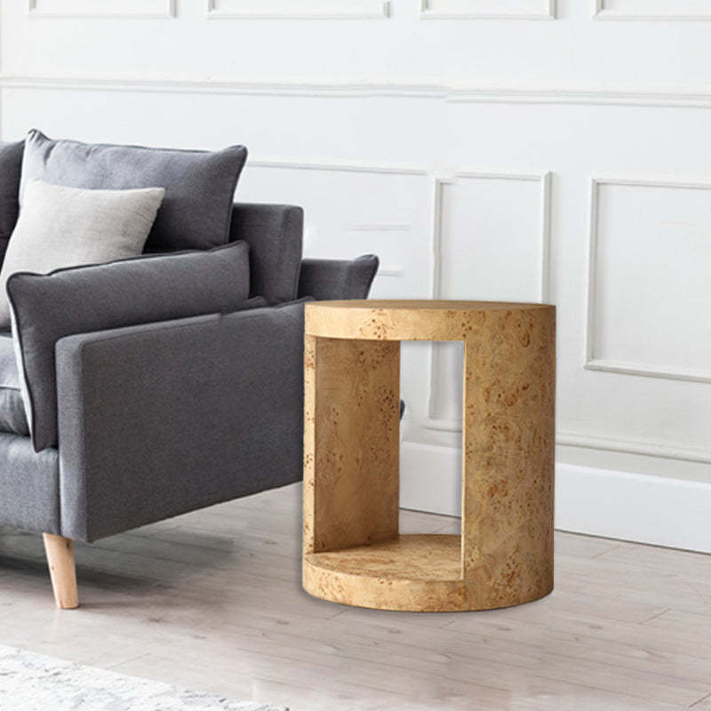Traditional Rustic Round Wood 2-Tier End Table
