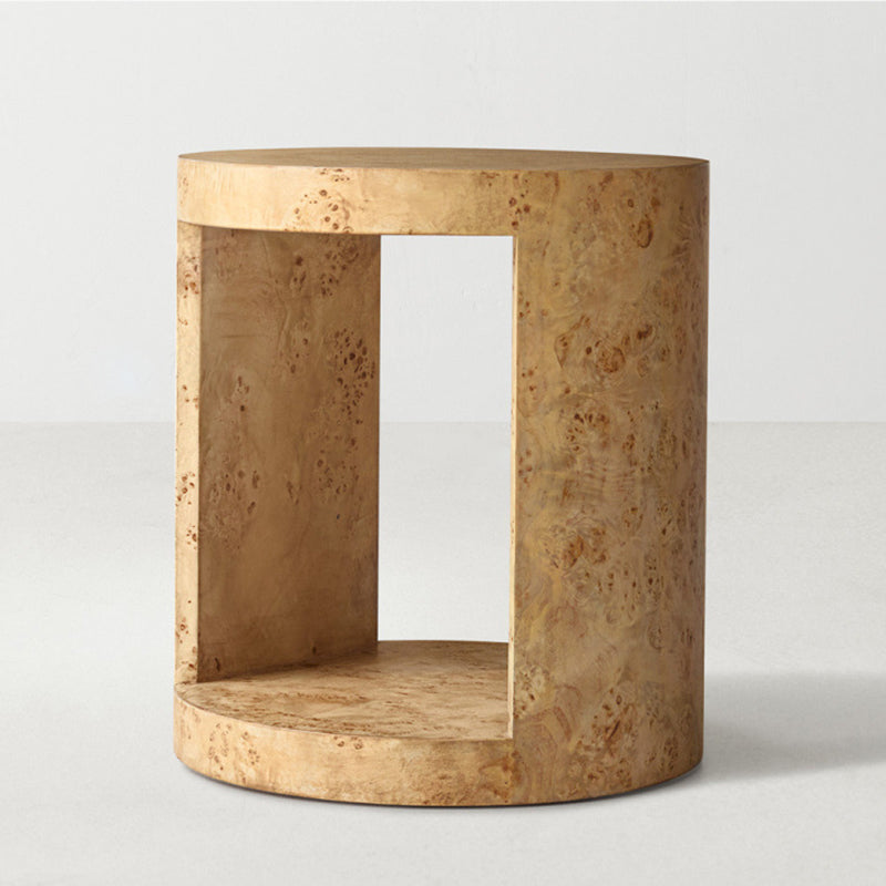 Traditional Rustic Round Wood 2-Tier End Table