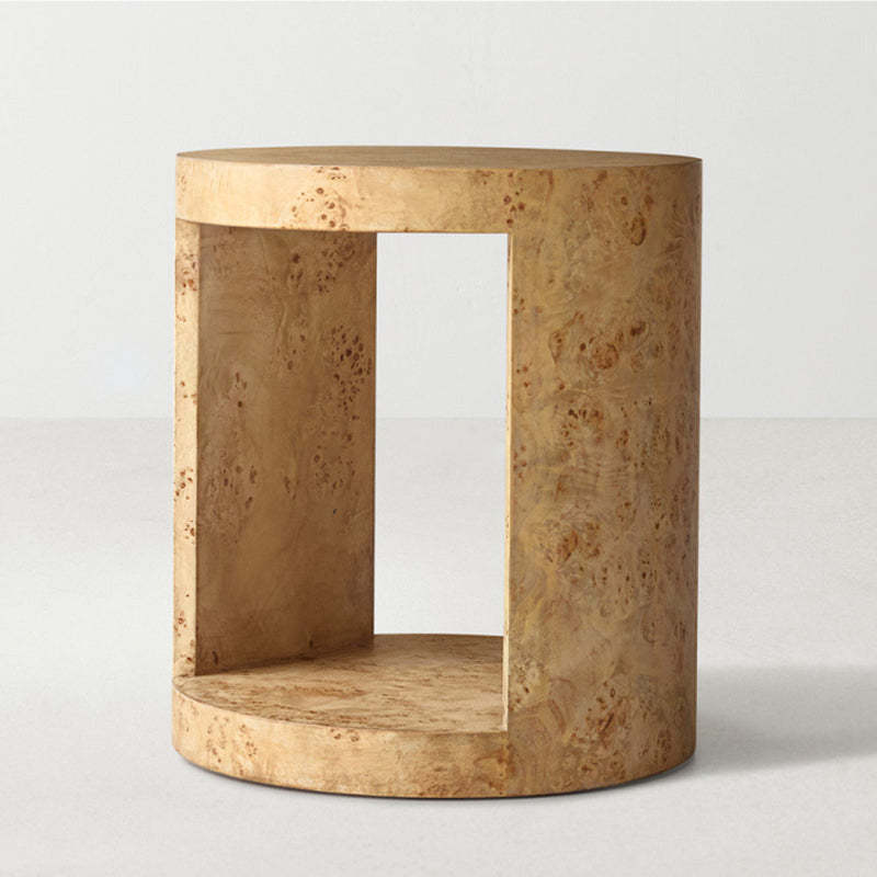 Traditional Rustic Round Wood 2-Tier End Table