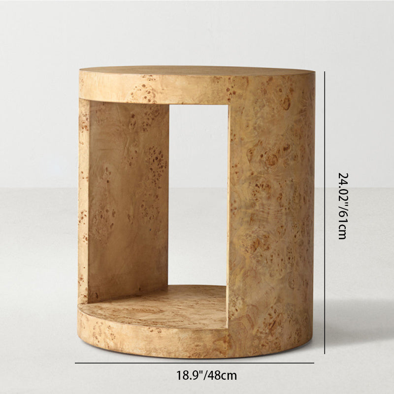 Traditional Rustic Round Wood 2-Tier End Table