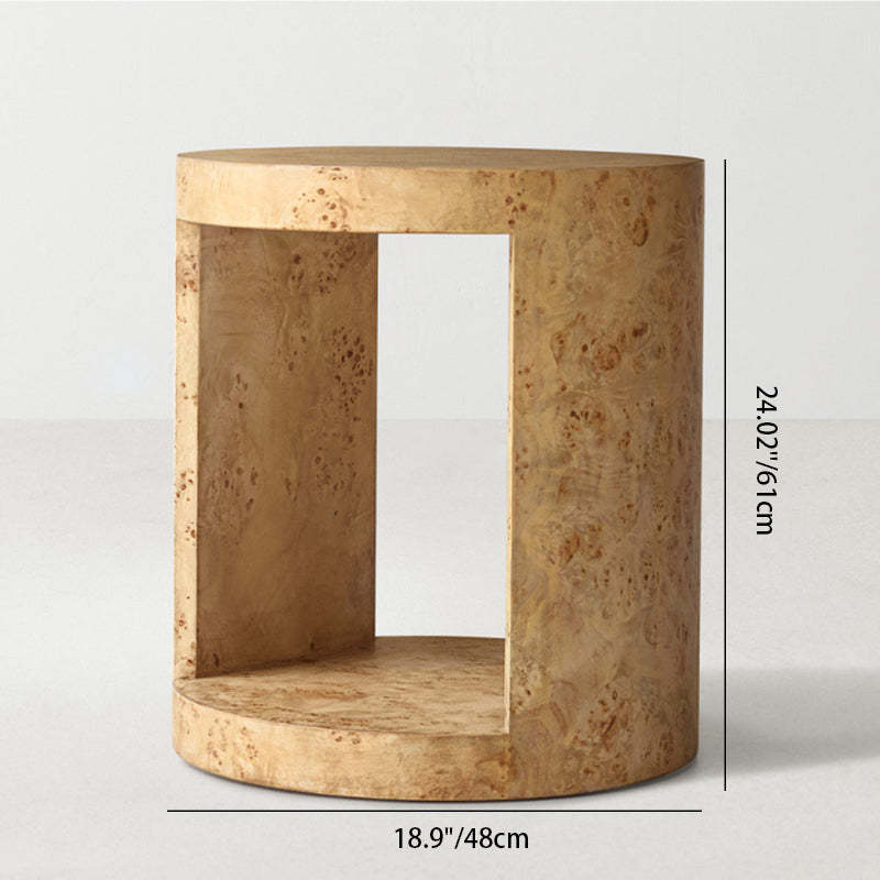 Traditional Rustic Round Wood 2-Tier End Table