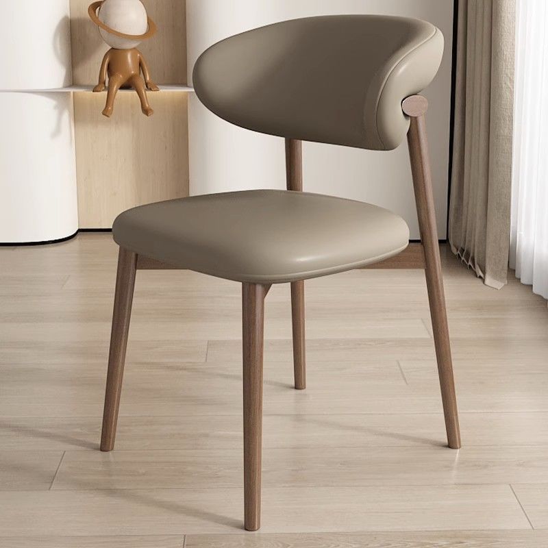 Nordic Leather Metal Dining Chair — Dark Gray + Black Frame