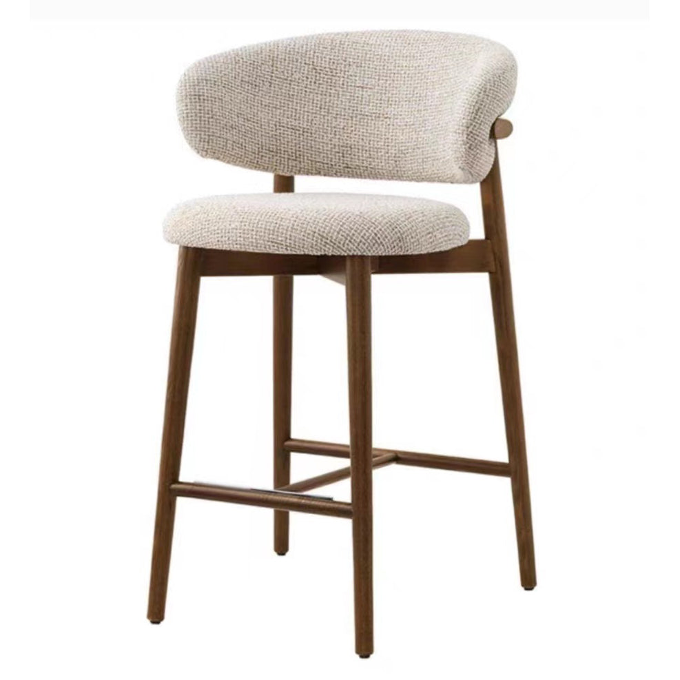 Nordic Fabric Wood Bar Stool