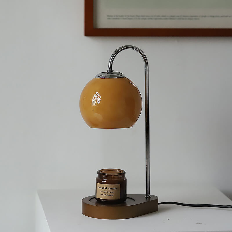 Modern Solid Wood Candle Spherical Melting Wax Table Lamp