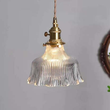 Nordic Flower Copper Walnut Glass Pendant