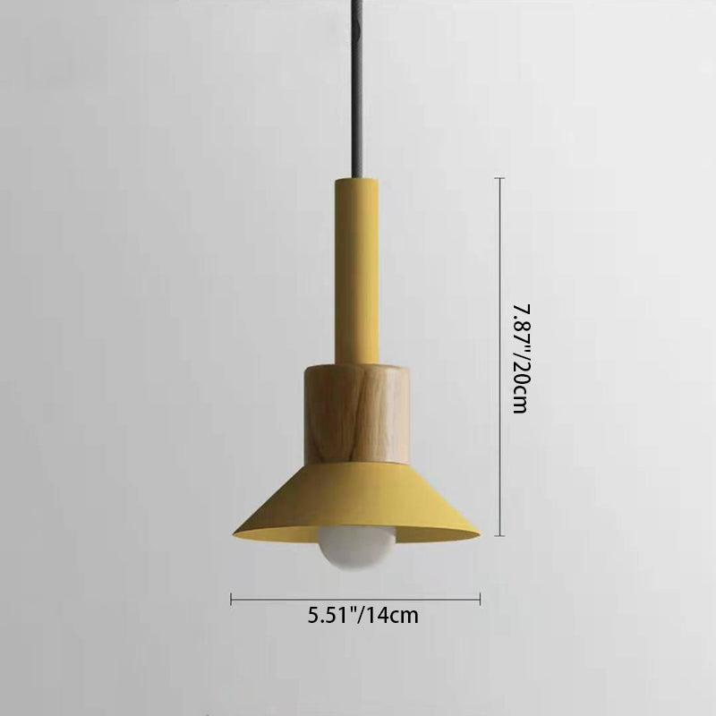 Scandinavian Irregular Cylinder Iron Wood Pendant Light