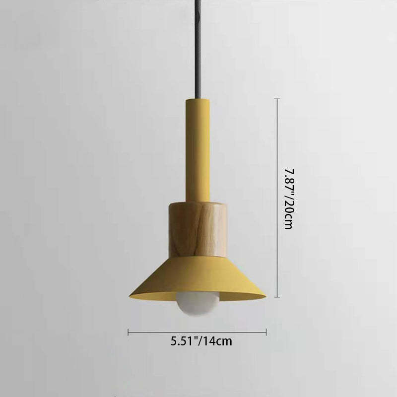 Scandinavian Irregular Cylinder Iron Wood Pendant Light