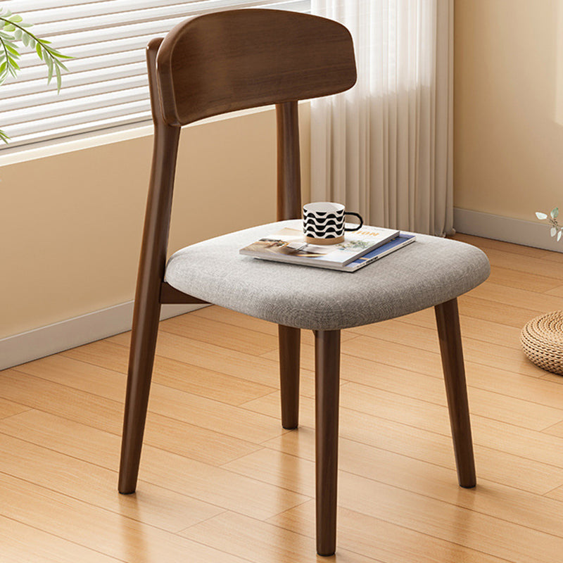 Minimalist Leather Fabric Wood Dining Chair — Fabric / Black