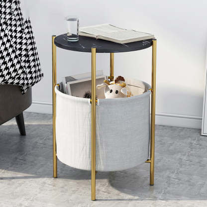 Scandinavian Marble Metal Fabric Coffee Table — C