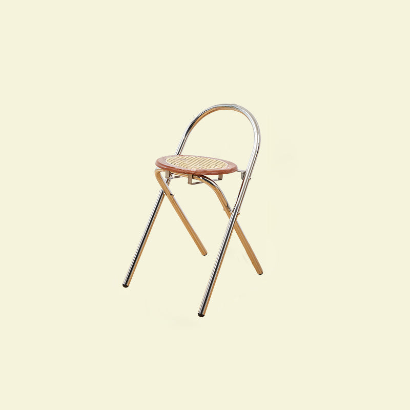 French Imitation Rattan Wood Foldable Round Dining Chair
