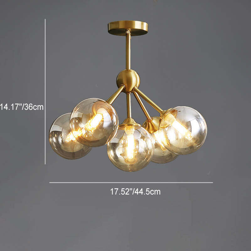 Minimalist All-Copper Branch Orb Ceiling Light
