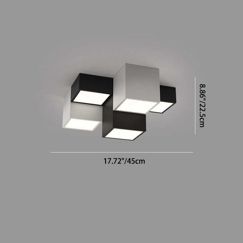 Minimalist Cube Iron Acrylic LED Flush Mount Light