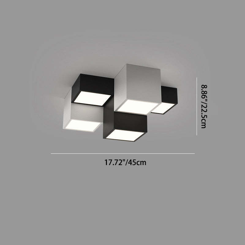 Minimalist Cube Iron Acrylic LED Flush Mount Light