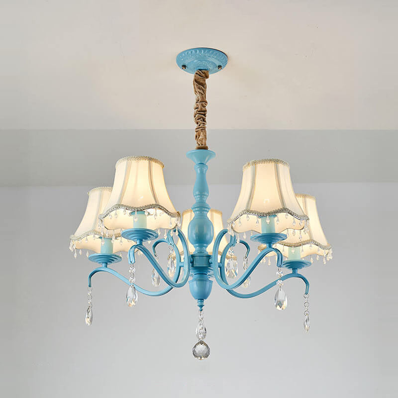 Modern Cone Iron Crystal Fabric Chandelier