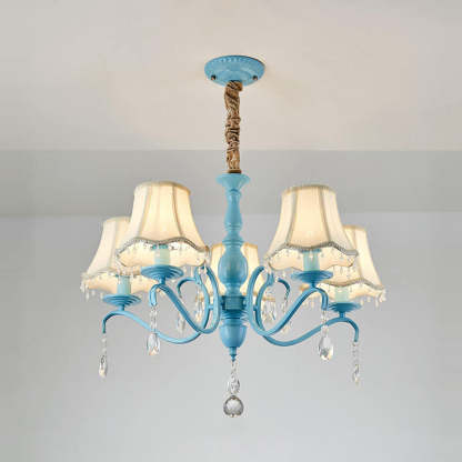 Modern Cone Iron Crystal Fabric Chandelier