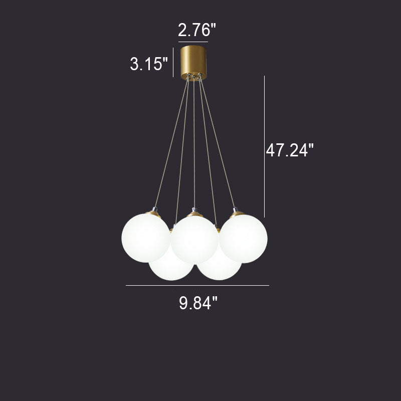 Nordic Luxe Glass Balloon Brass Chandelier