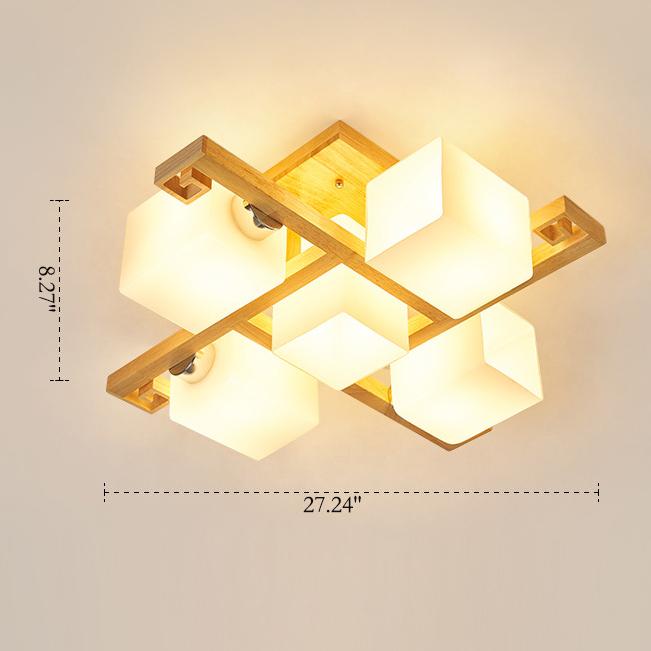 Nordic Solid Wood 4/5/8/9-Light Flush Mount