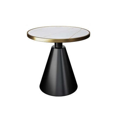 Contemporary Round Sintered Stone Metal Coffee Table