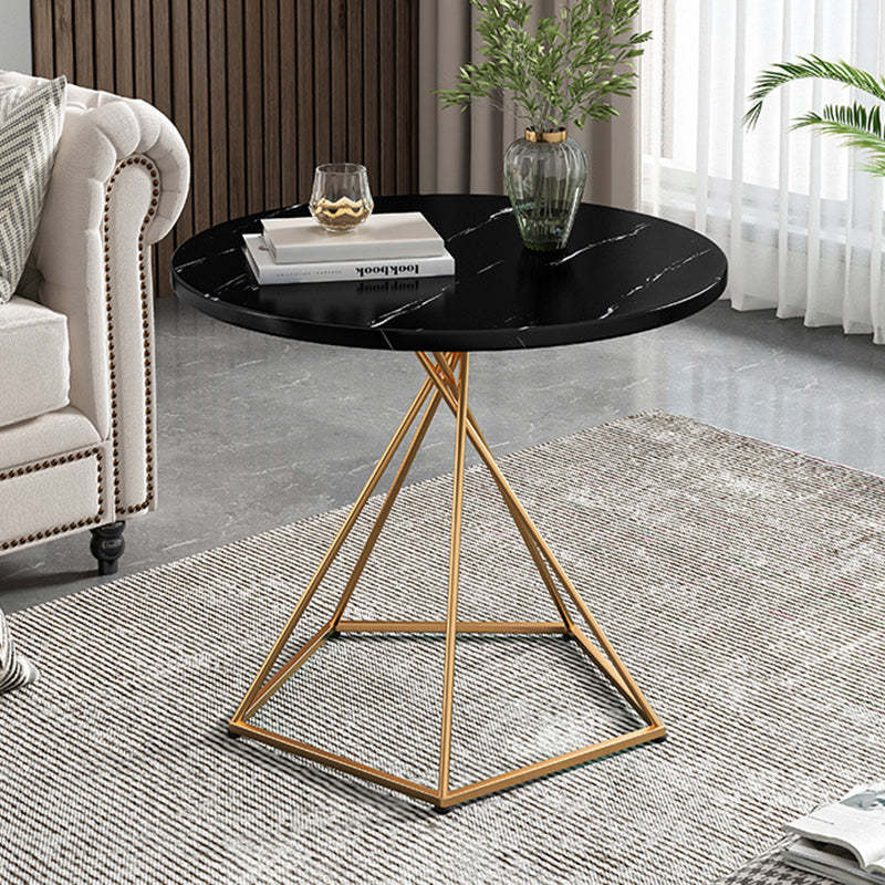 Eclectic Round Iron Rock Slab Coffee Table — Black