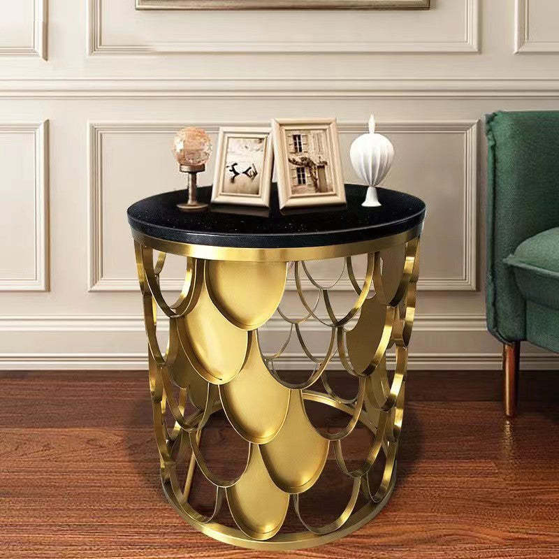 Modern Cylinder Marble Titanium Coffee Table