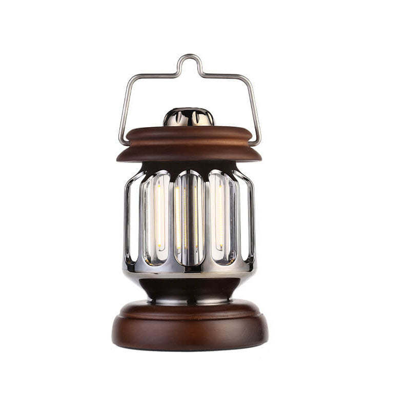 Vintage Teapot Wood Base LED Rechargeable Camping Light