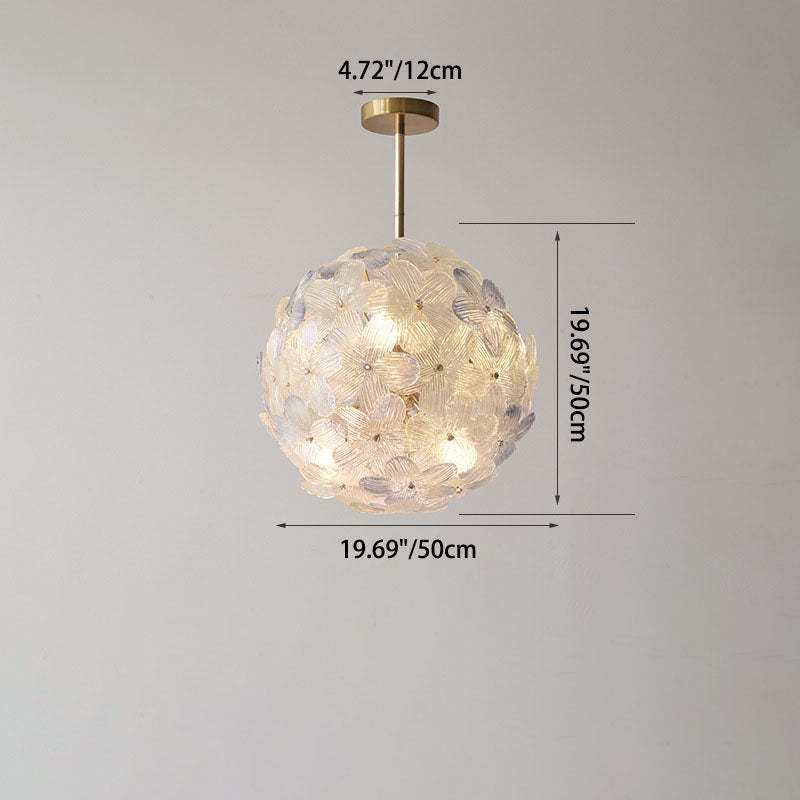 Art Deco Cinquefoil Spherical Glass Chandelier