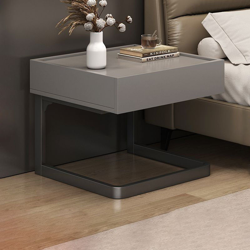 Minimalist Manufactured Board Tube 1-Drawer Nightstand — Black