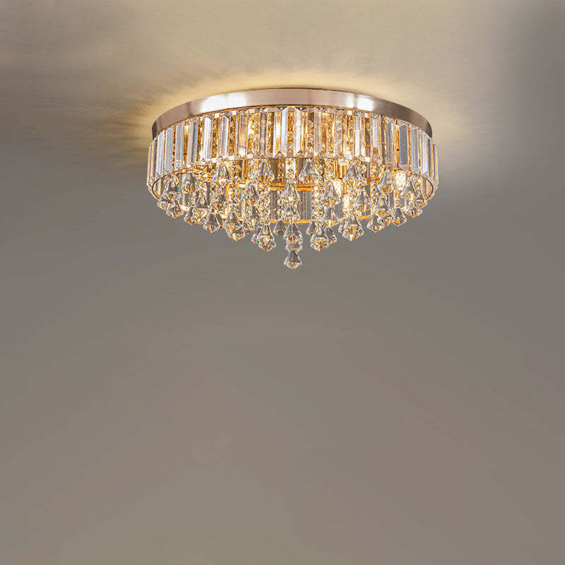 Modern Round Iron Crystal Beads 6/9-Light Flush Mount