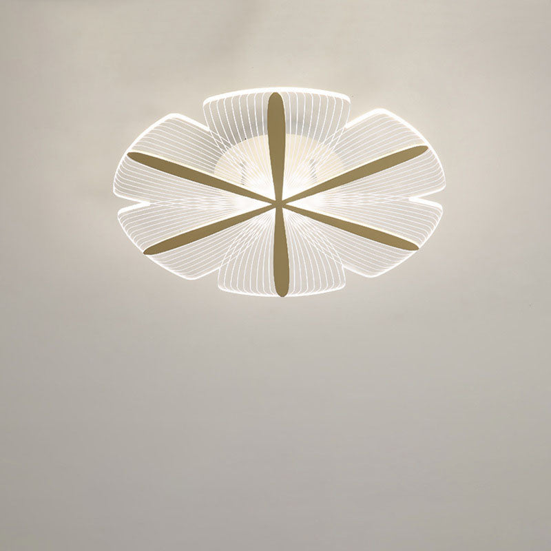 Minimalist Acrylic Petal Round Gold LED Flush Mount Light