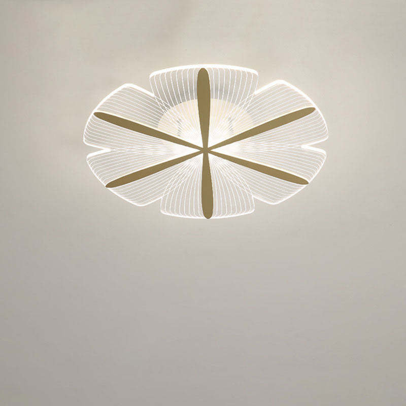 Minimalist Acrylic Petal Round Gold LED Flush Mount Light