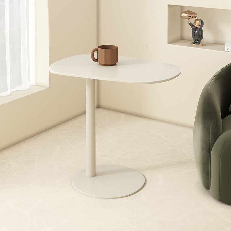 Minimalist Geometric Round Iron End Table — Off-white