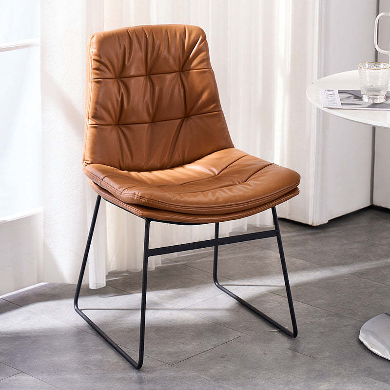 Scandinavian Iron Leather Chair — Caramel