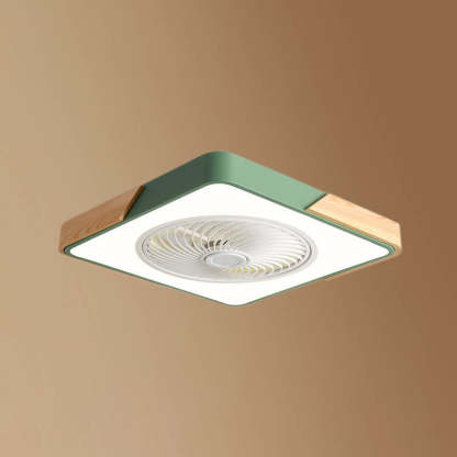 Nordic Macaron Square Wood LED Flush Mount Fan Light