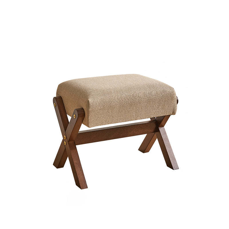 Minimalist footstool x-leg footstools in linen wood