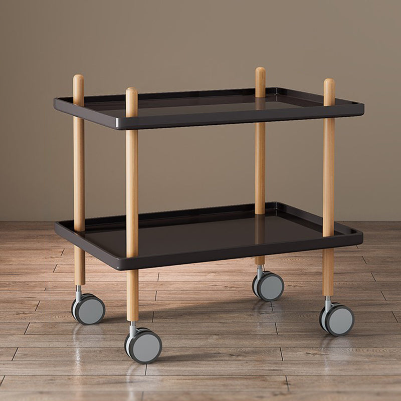 Minimalist Wood Metal Square Coffee Table 2-Shelf