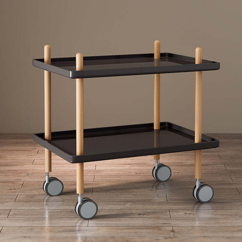 Minimalist Wood Metal Square Coffee Table 2-Shelf