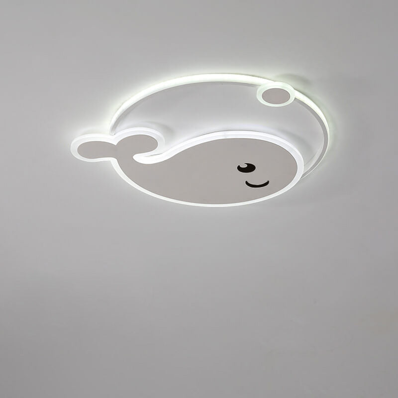 Cartoon Dolphin Moon LED Kids Flush Mount Light