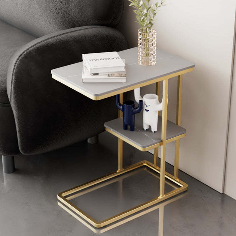 Nordic Rock Slab Metal End Table — Black