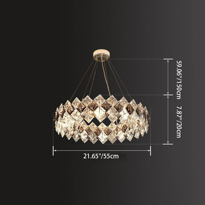 Crystal Diamond Circle Plated Chandelier