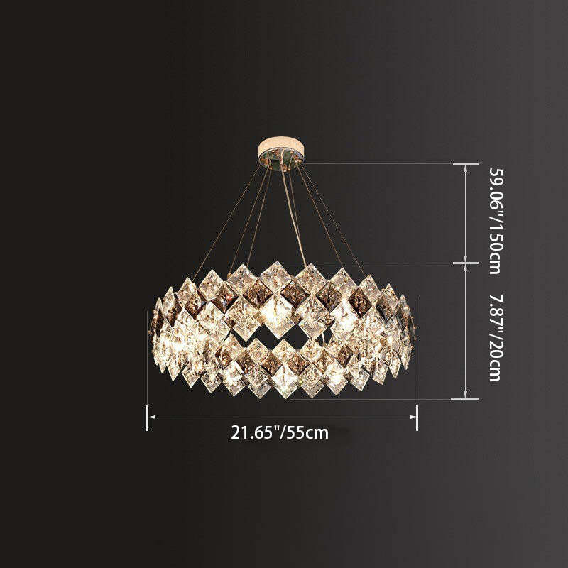 Crystal Diamond Circle Plated Chandelier
