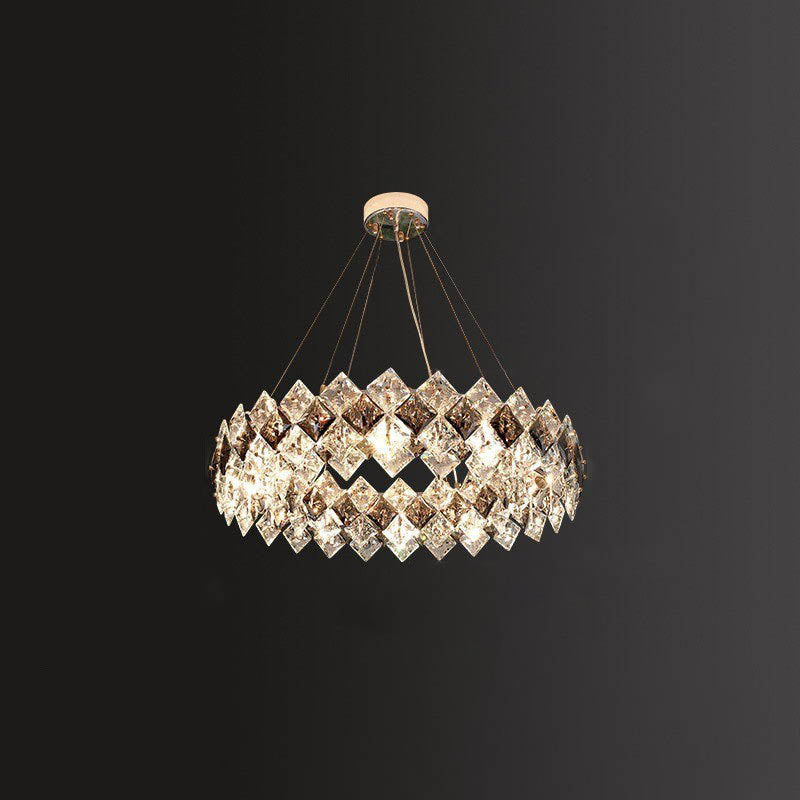 Crystal Diamond Circle Plated Chandelier