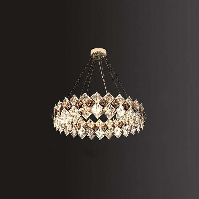 Crystal Diamond Circle Plated Chandelier