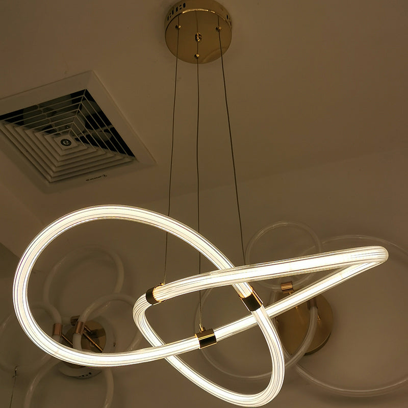 Lighom creative bending island white chandeliers in acrylic — Warm White (3000K) / Milky White Tube / 220V-240V (UK/AU)