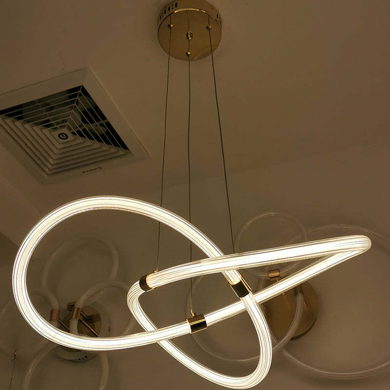 Nordic Acrylic Bending Tube Island LED Chandelier — Warm Light (3000K) / Milky White Tube / 220V-240V For UK/AU
