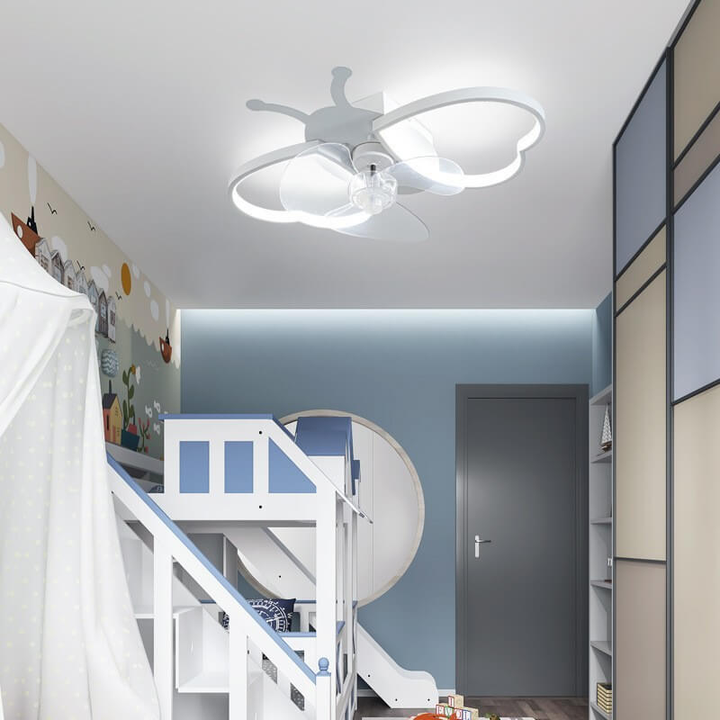 White iron butterfly silicone ceiling fans - creative — 220V-240V (UK/AU)