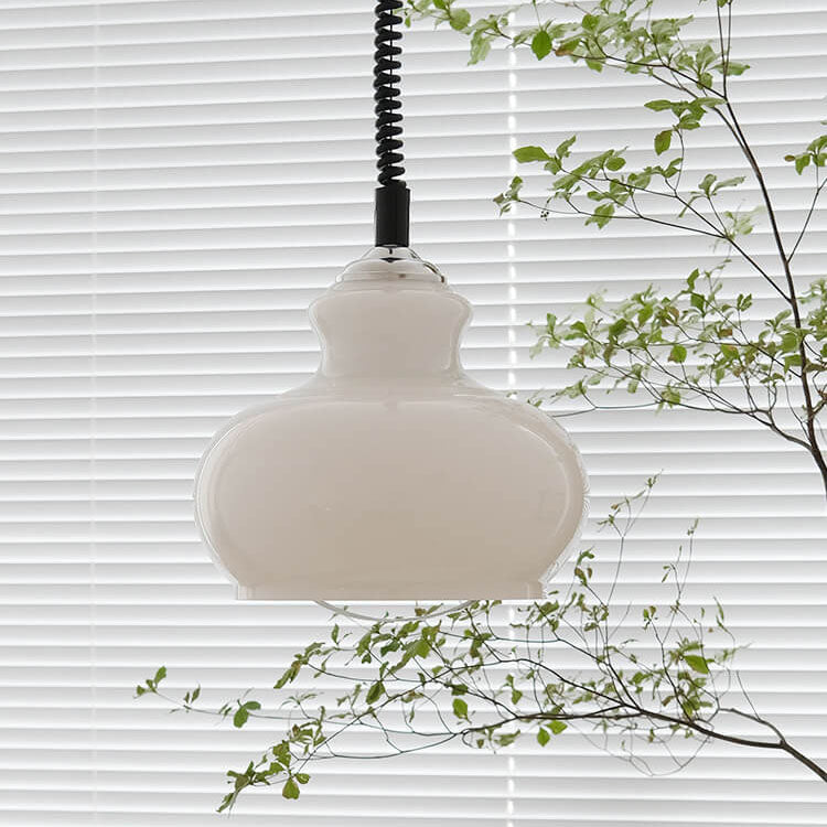 French Vintage Glass Gourd Pendant Light