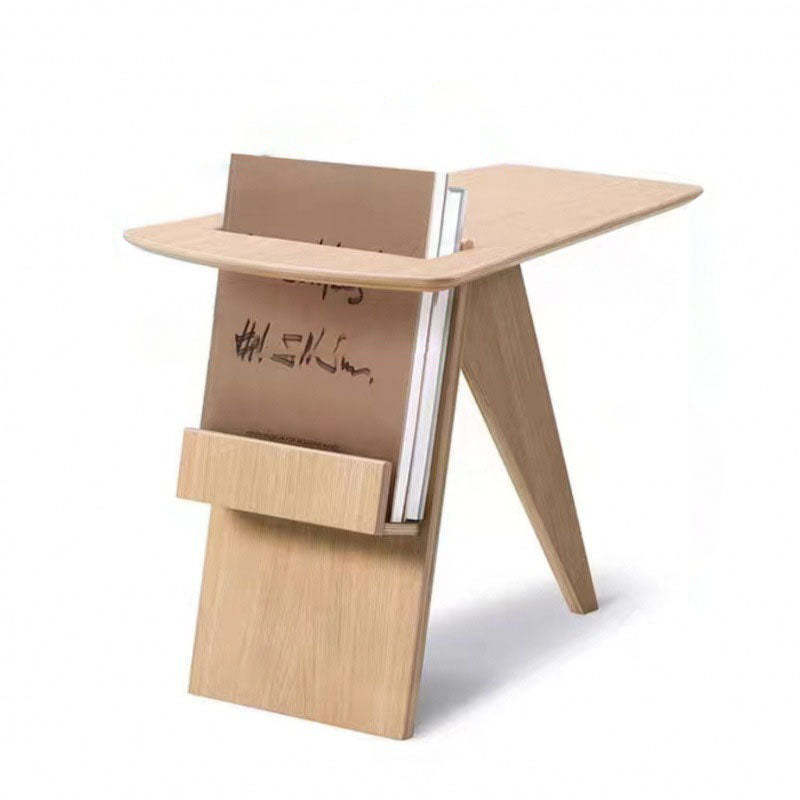 Minimalist Triangle Wood 1-Shelf Side Table