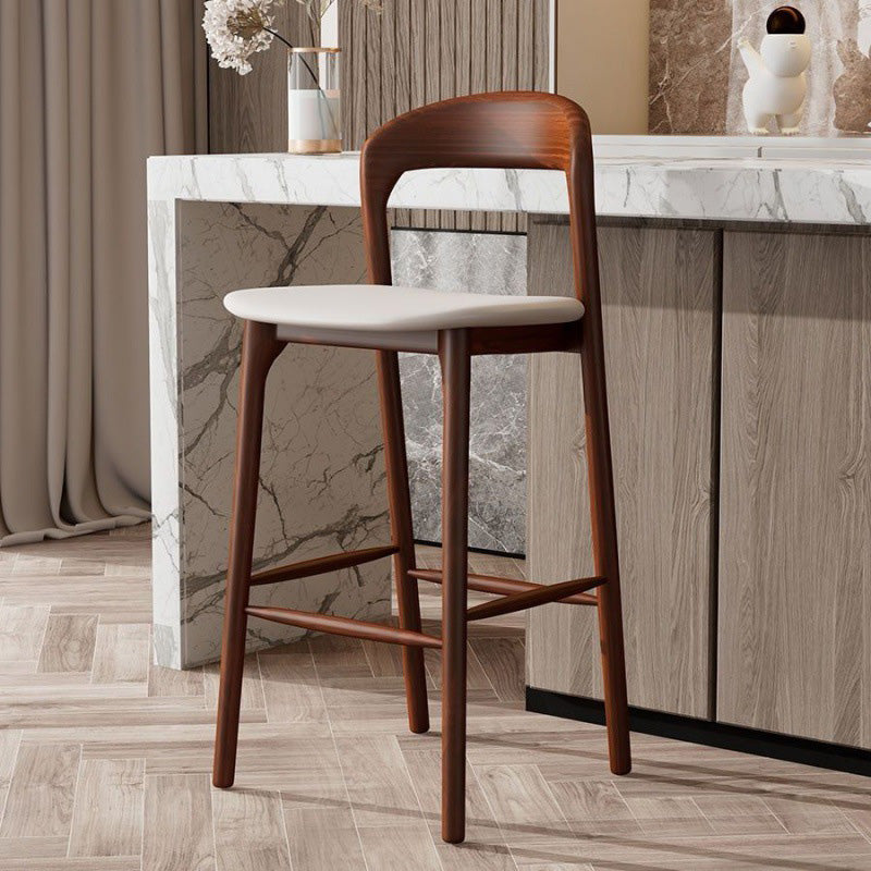 Minimalist Leather Wood Bar Stool — Original Wood