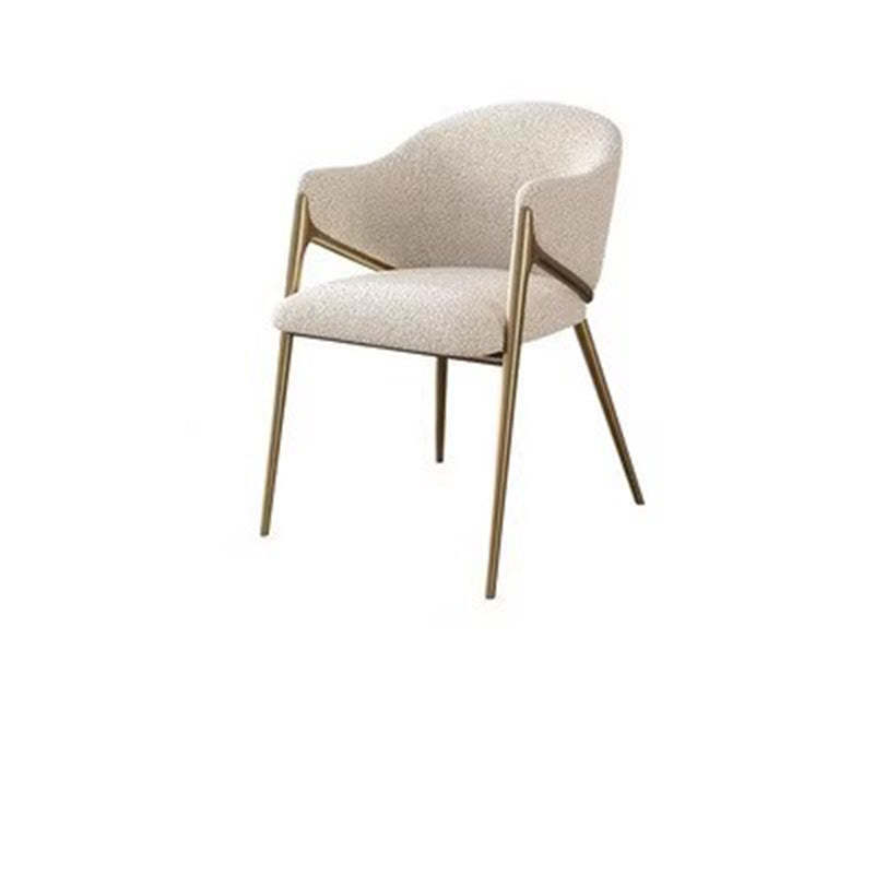 Modern Lambswool Curved Dining Chair With Armrest