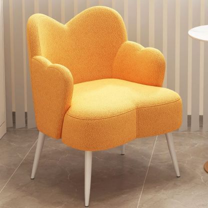 Minimalist Cream Curve Lambswool Vanity Stool — Gold / Green